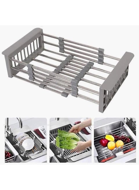 Neo Expandable Dish Drying Rack Grey 8.5 x 21cm