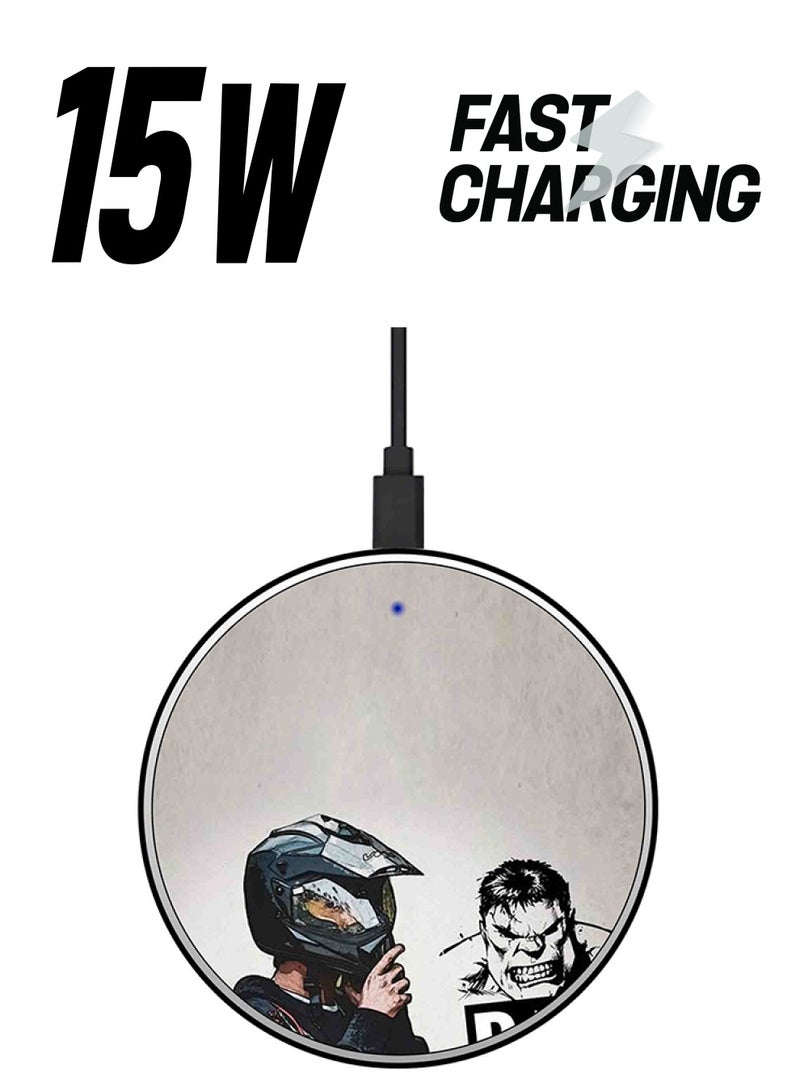 ثيودور شاحن لاسلكي سريع مطبوع عليه عبارة "Bad Boy" مع كابل USB رمادي/ أسود/ أبيض - Image 1