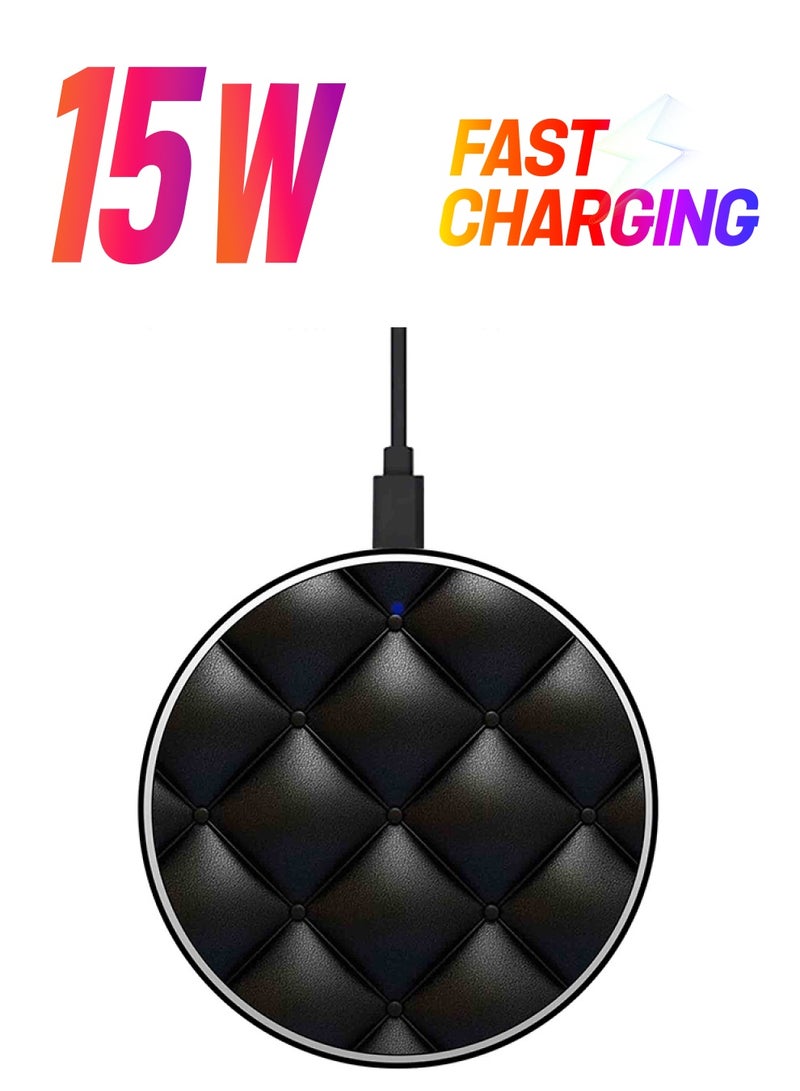 Theodor Printed Ultra Slim Fast Wireless Charger With USB Cable Black - Image 1