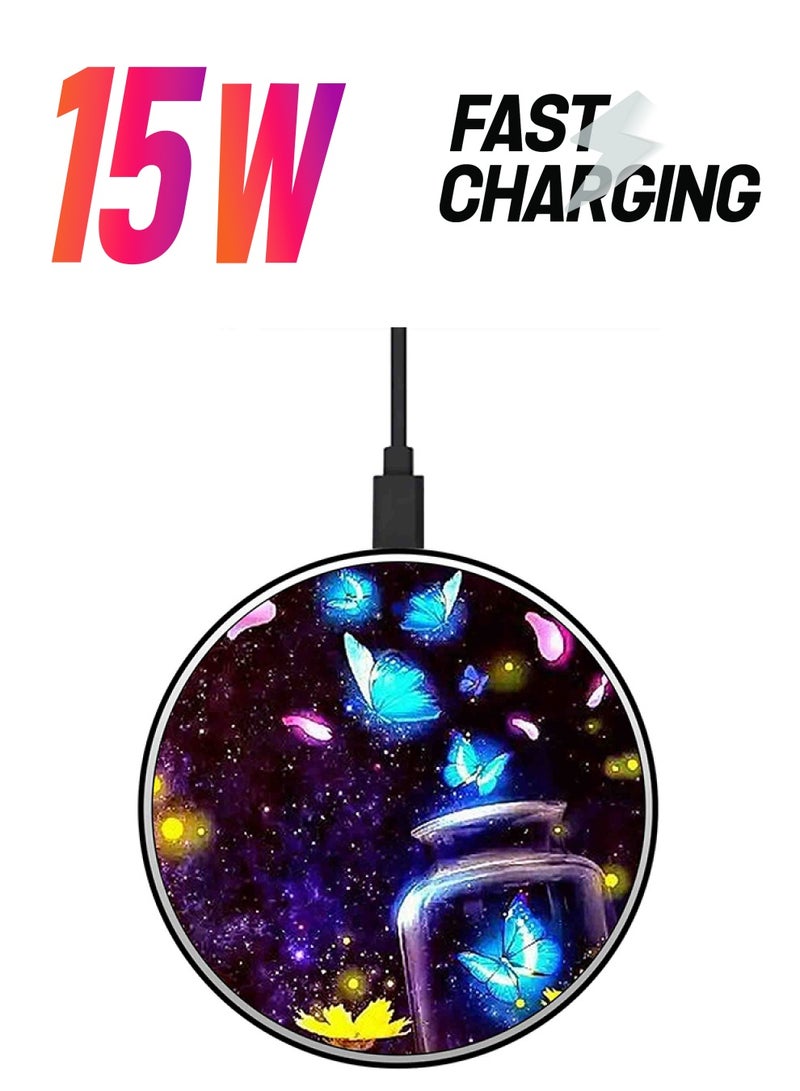 ثيودور شاحن لاسلكي سريع ورفيع للغاية بطبعة فراشة في مرطبان مع كابل USB متعدد الألوان - Image 1