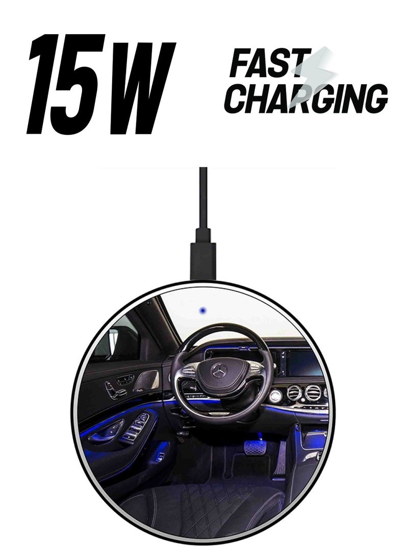 ثيودور شاحن لاسلكي سريع رفيع للغاية بطبعة سيارة مع كابل USB متعدد الألوان - Image 1