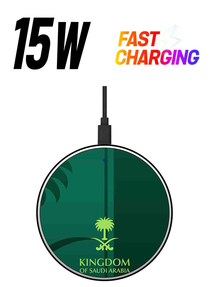 Theodor KSA Printed Ultra Slim Fast Wireless Charger With USB Cable Green - Image 1