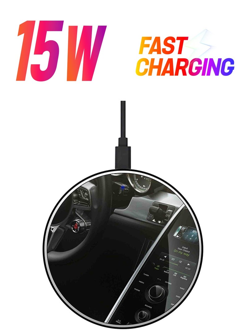 ثيودور شاحن لاسلكي سريع رفيع للغاية بطبعة سيارة لامبو مع كابل USB. أسود/رمادي/أحمر - Image 1