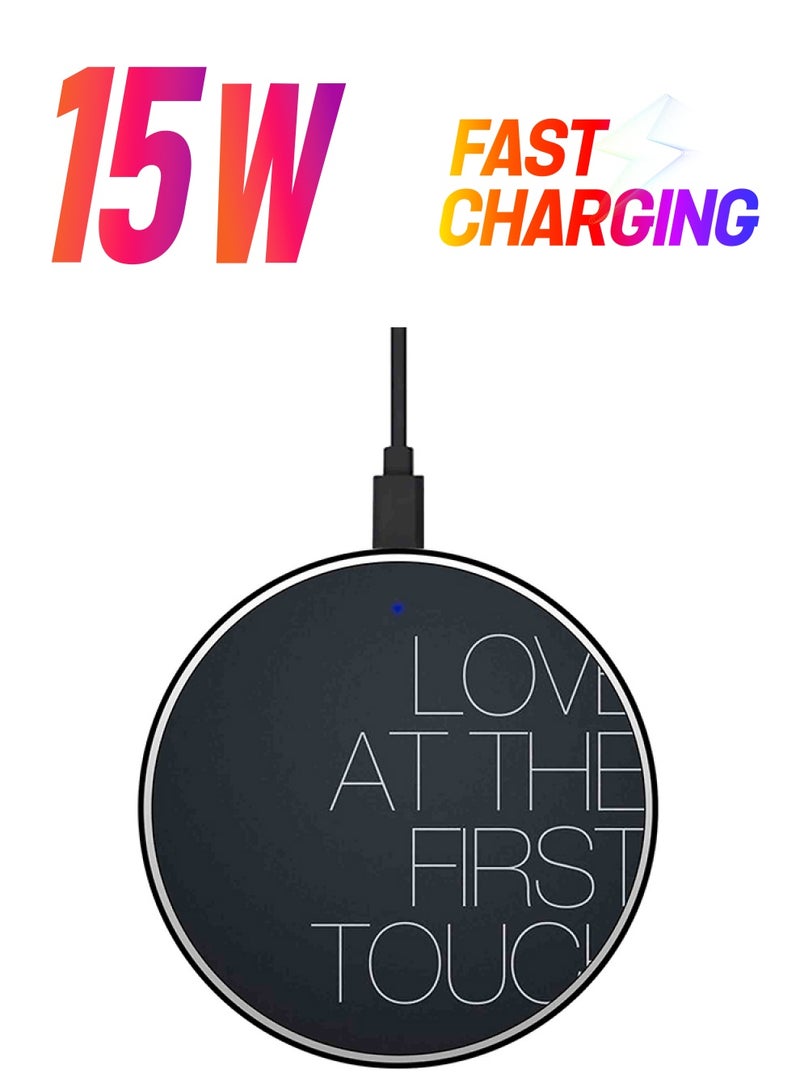 Theodor Love At The First Touch Printed Fast Wireless Charger With USB Cable Grey/White  - Image 1