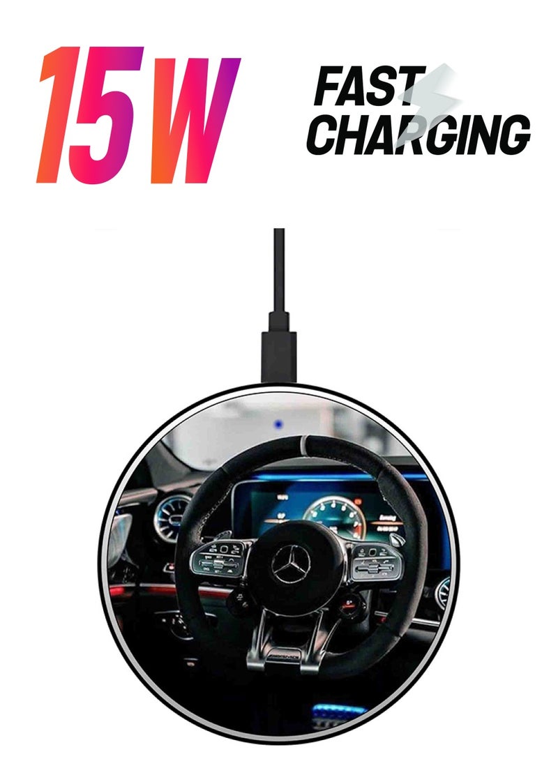 Theodor Merc Interior Printed Fast Wireless Charger With USB Cable Multicolour  - Image 1