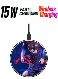 Theodor Messi Printed Fast Wireless Charger With USB Cable Multicolour  - Image 1