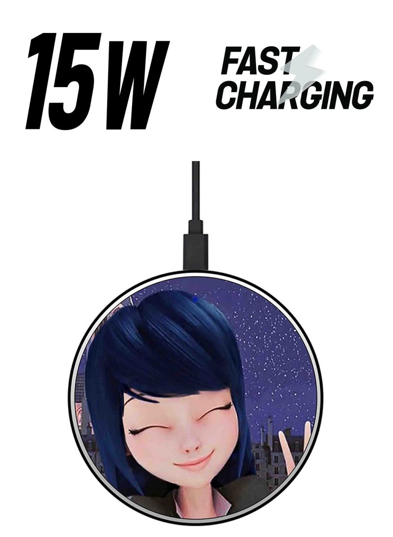 Theodor Miraculous Ladybug Printed Fast Wireless Charger With USB Cable Multicolour  - Image 1