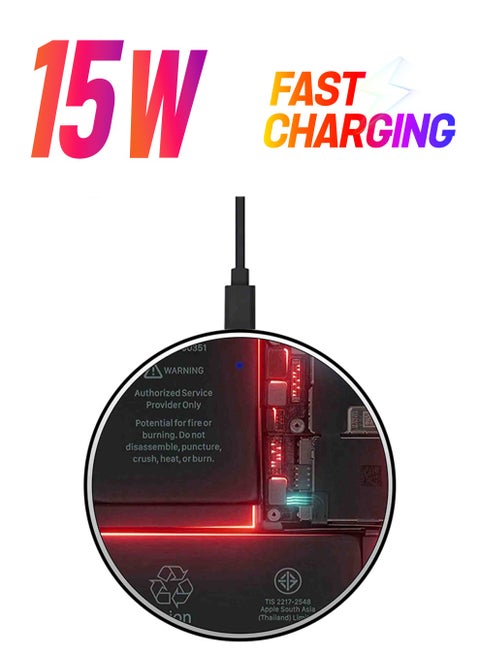 Mobile Board Printed Fast Wireless Charger With USB Cable Multicolour
