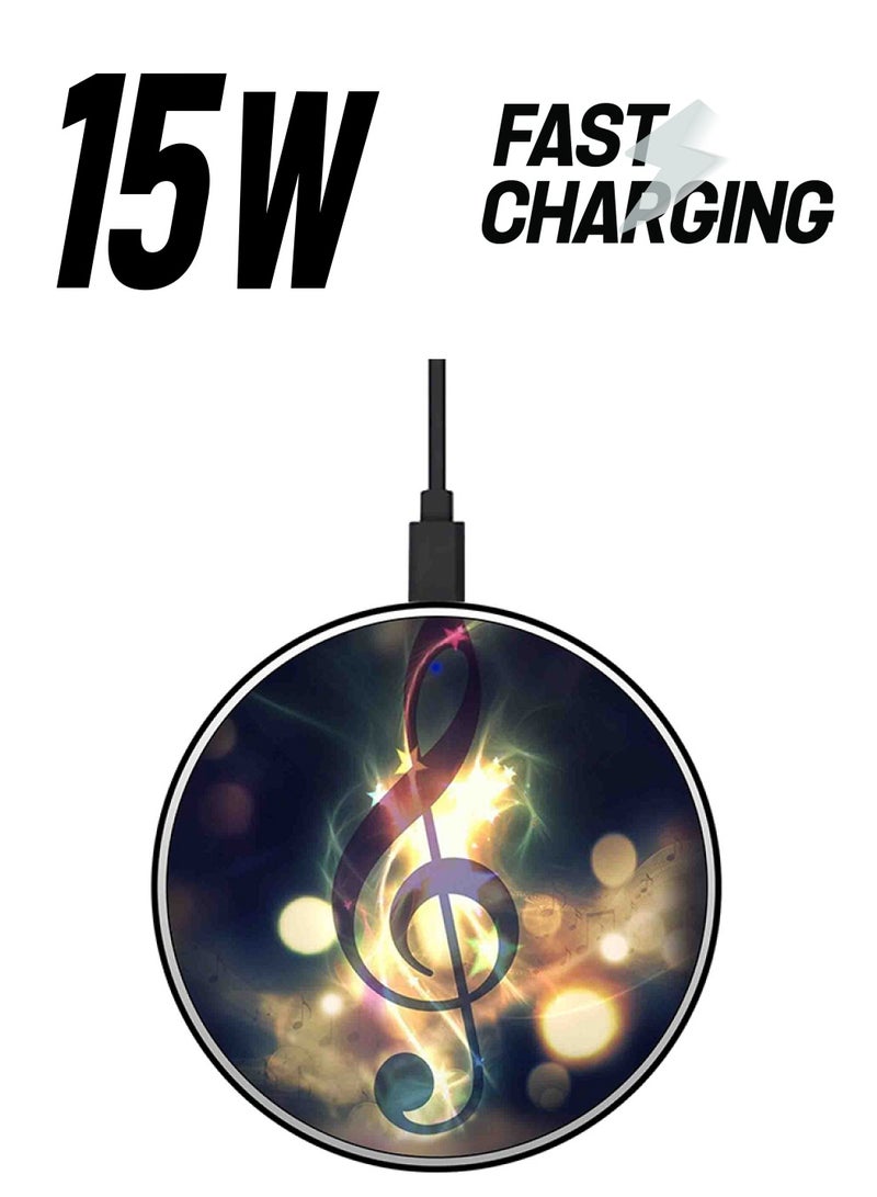 ثيودور شاحن لاسلكي سريع رفيع للغاية بطبعة عبارة "Music Single Chord" مع كابل USB متعدد الألوان - Image 1