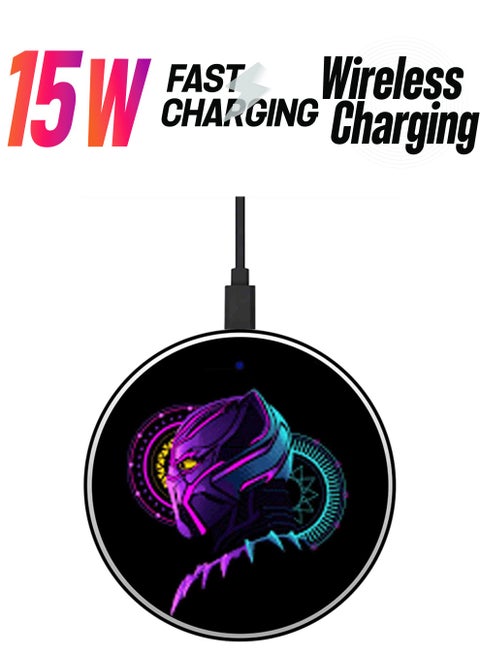 Neon Warrior Printed Ultra Slim Fast Wireless Charger With USB Cable Multicolour