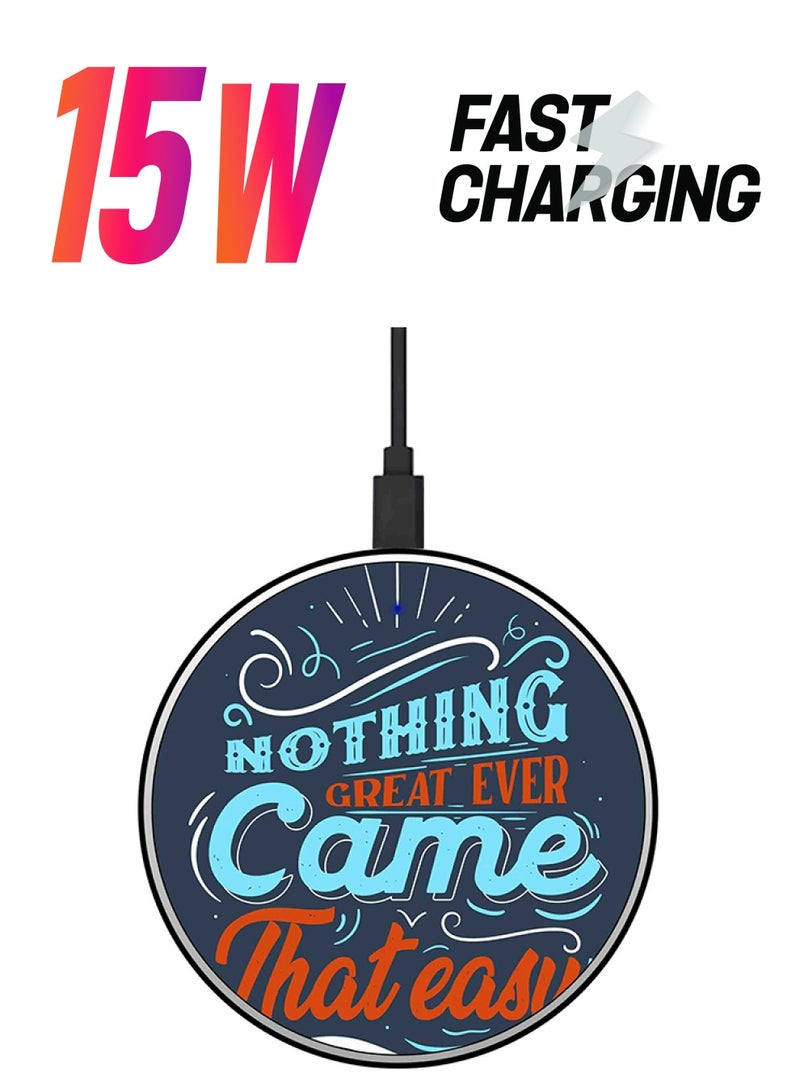 Theodor Nothing Great Printed Fast Wireless Charger With USB Cable Blue/Grey/Orange  - Image 1
