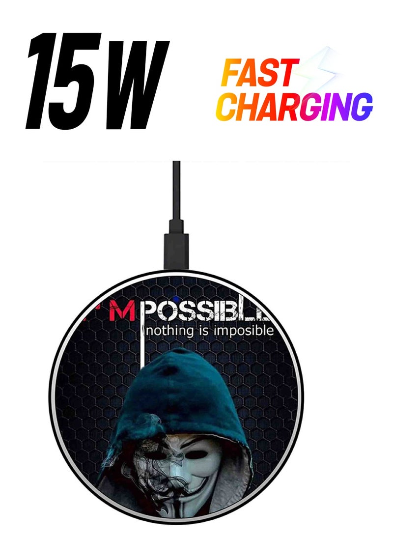 Theodor Nothing Is Impossible Printed Fast Wireless Charger With USB Cable Multicolour  - Image 1