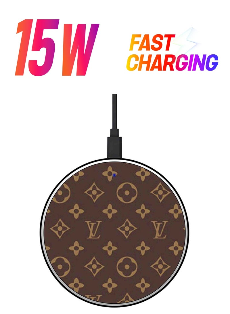Theodor Printed Fast Wireless Charger With USB Cable Brown/Black - Image 1