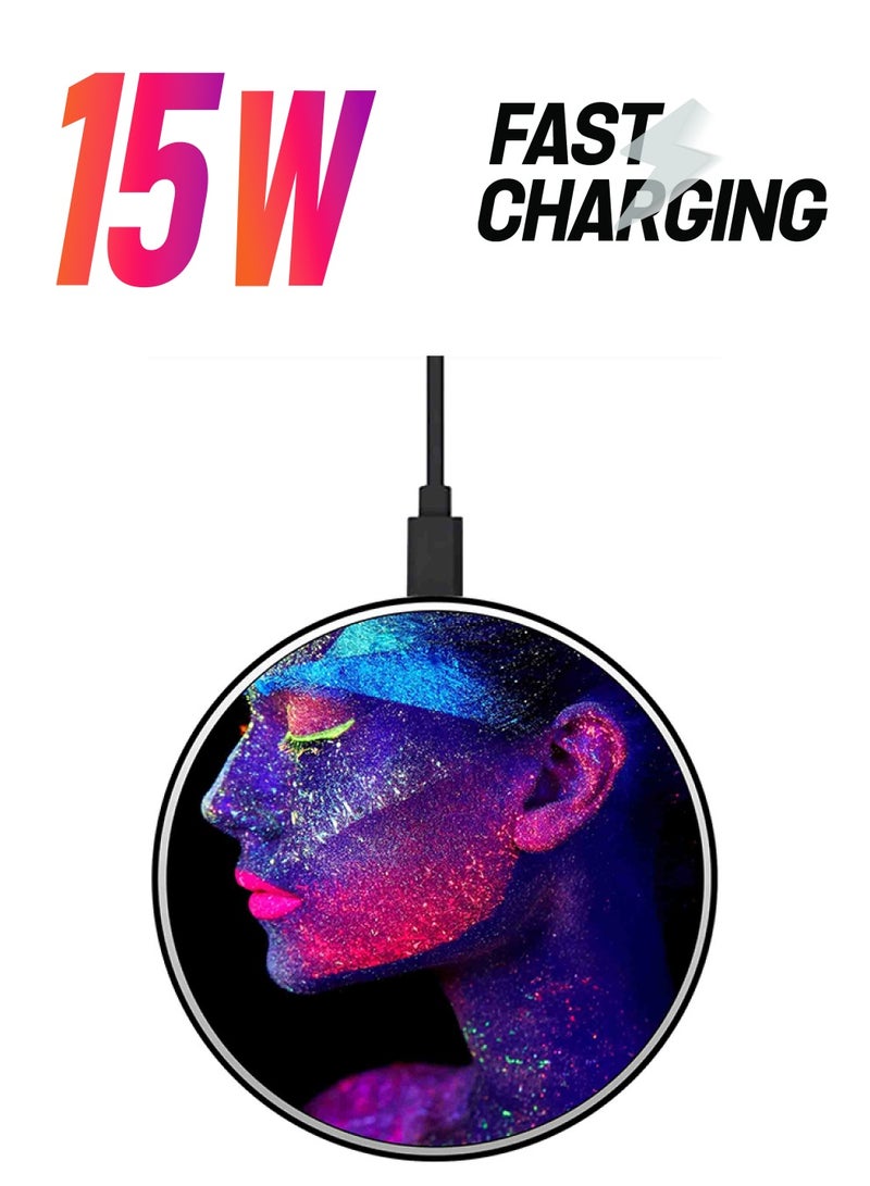Theodor Face Printed Fast Wireless Charger With USB Cable Multicolour - Image 1