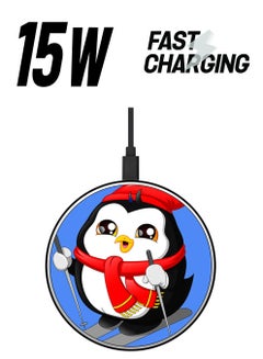 Theodor Skating Penguin Printed Fast Wireless Charger With USB Cable Multicolour  - Image 1
