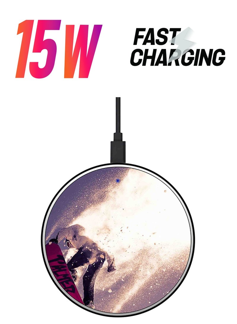 Theodor Skiing Printed Fast Wireless Charger With USB Cable Multicolour - Image 1