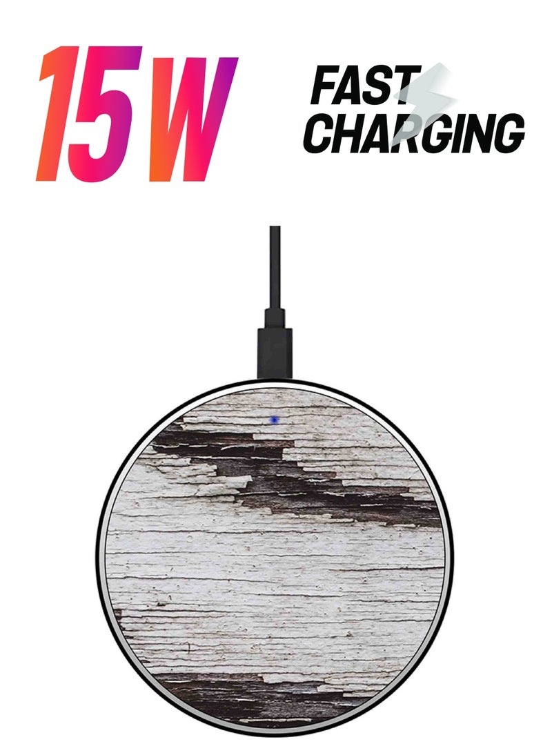 ثيودور شاحن لاسلكي سريع بطبعة طرق ثلجية مع كابل USB أبيض/رمادي - Image 1