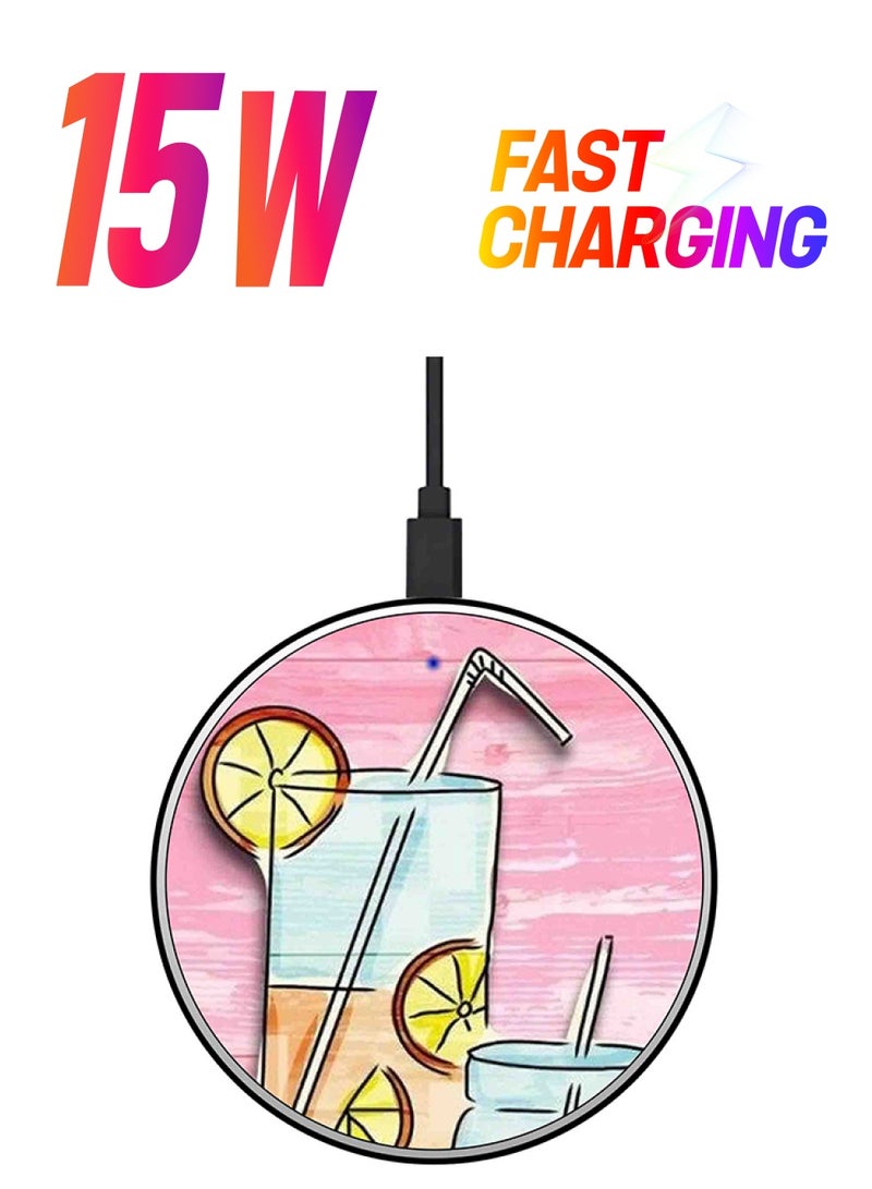 ثيودور شاحن لاسلكي سريع وبطبعة على شكل عصير الفراولة مع كابل USB متعدد الألوان - Image 1