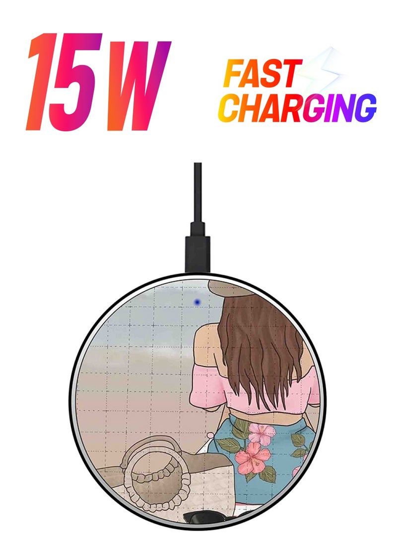 ثيودور شاحن لاسلكي سريع بطبعة فتاة مع كابل USB متعدد الألوان - Image 1