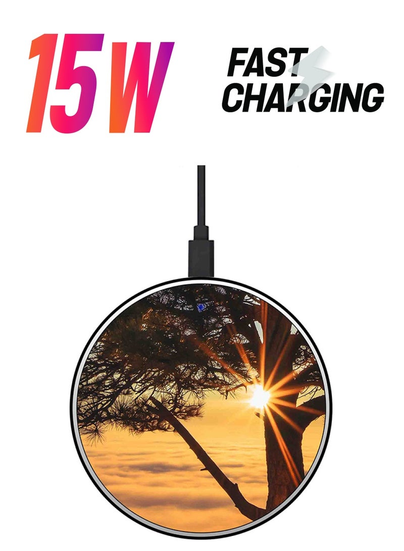 ثيودور شاحن لاسلكي سريع بطبعة شروق الشمس مع سلك USB متعدد الألوان - Image 1