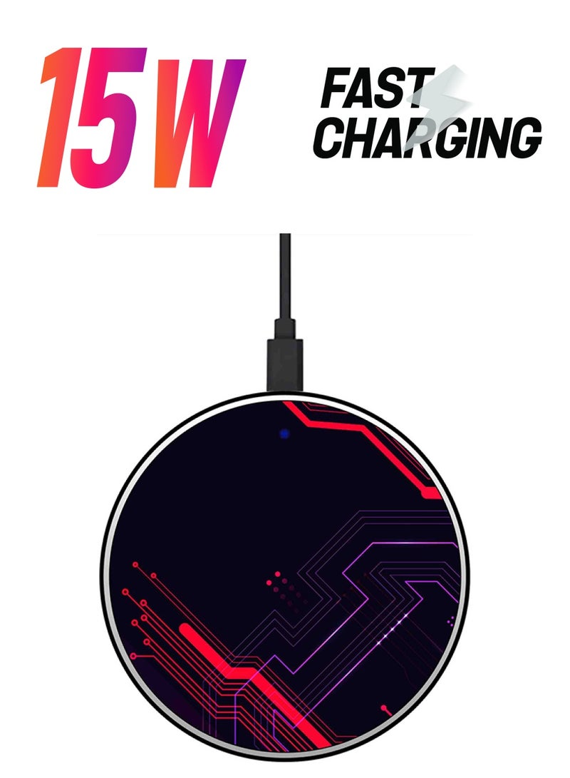Theodor Tech Texture Printed Ultra Slim Fast Wireless Charger With USB Cable Multicolour  - Image 1
