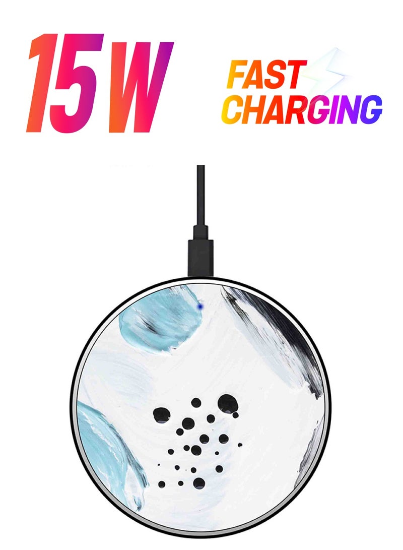 ثيودور شاحن لاسلكي سريع بتصميم رفيع للغاية مزين بطبعة بارزة مع كابل USB متعدد الألوان - Image 1