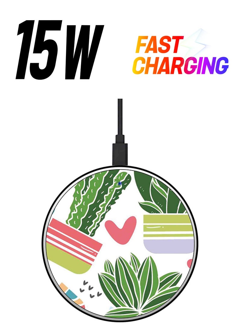 ثيودور شاحن لاسلكيّ سريع بتصميم رفيع للغاية مزيّن بطبعة مع كابل بمنفذ USB متعدد الألوان - Image 1