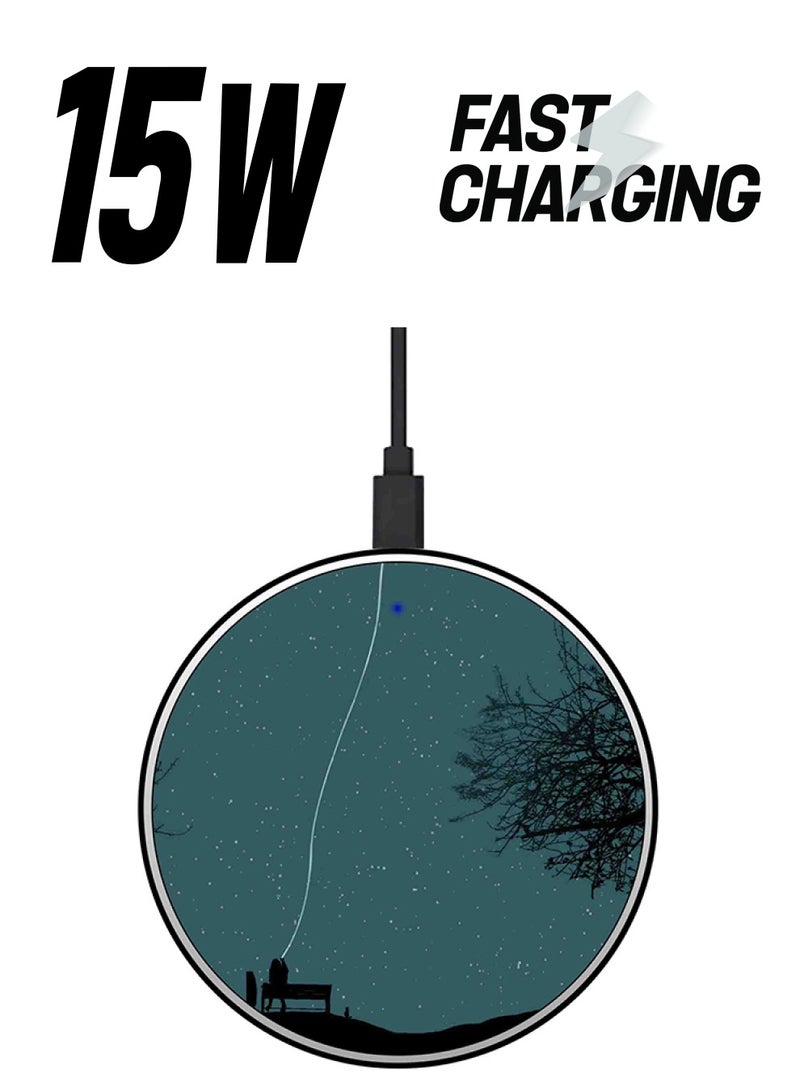 Theodor Printed Ultra Slim Fast Wireless Charger With USB Cable Green/Black/White  - Image 1