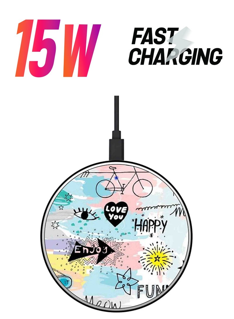 Theodor Printed Fast Wireless Charger With USB Cable Multicolour - Image 1