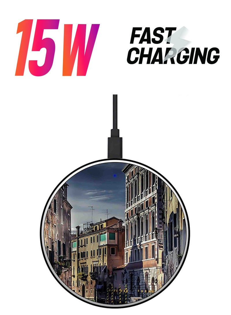 Theodor Venice Printed Fast Wireless Charger With USB Cable Multicolour  - Image 1