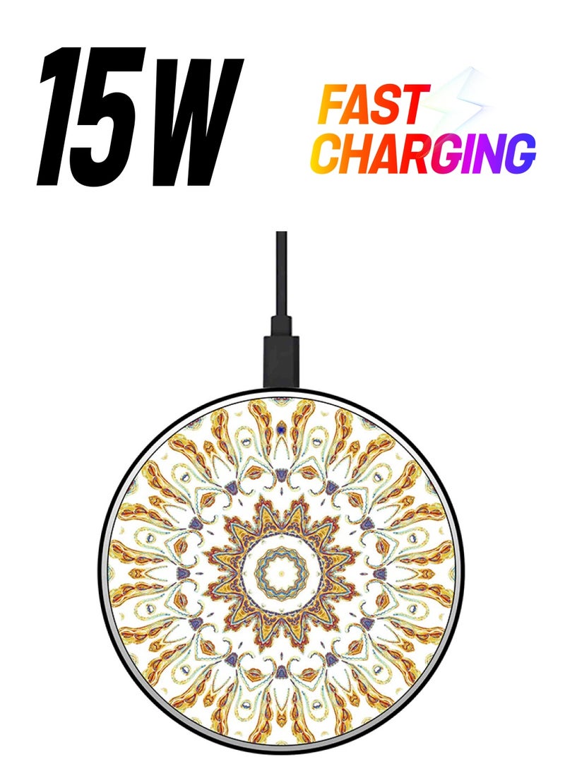 ثيودور شاحن لاسلكيّ سريع بتصميم رفيع للغاية مزيّن بطبعة مع كابل بمنفذ USB متعدد الألوان - Image 1