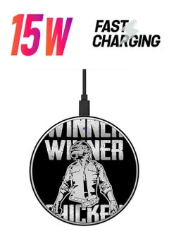 Theodor Winner Winner Chicken Dinner Printed Ultra Slim Fast Wireless Charger With USB Cable Black/White/Grey  - Image 1