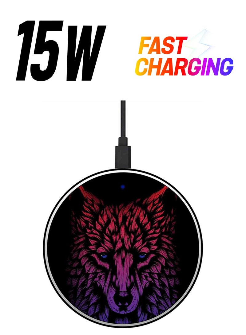 Theodor Wolf Printed Ultra Slim Fast Wireless Charger With USB Cable Multicolour  - Image 1