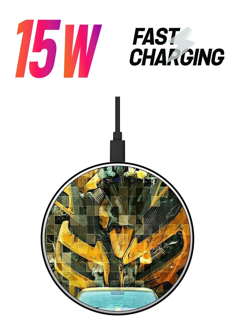 ثيودور شاحن لاسلكي سريع رفيع للغاية بطبعة سيارة مع كابل USB متعدد الألوان - Image 1