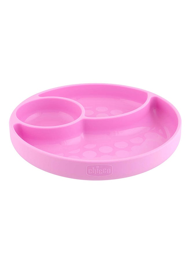 Chicco - Easy Menu Silicone Plate With Suction Cup 12M+, Pink - Image 1