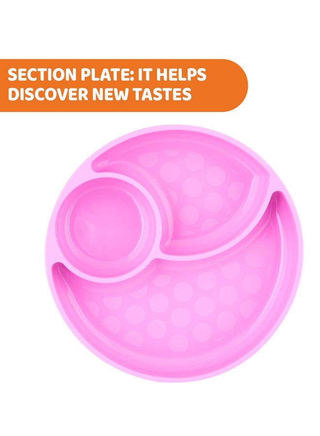 Chicco - Easy Menu Silicone Plate With Suction Cup 12M+, Pink - Image 1