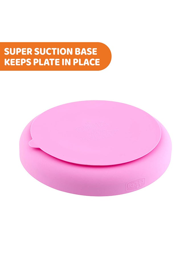Chicco - Easy Menu Silicone Plate With Suction Cup 12M+, Pink - Image 1