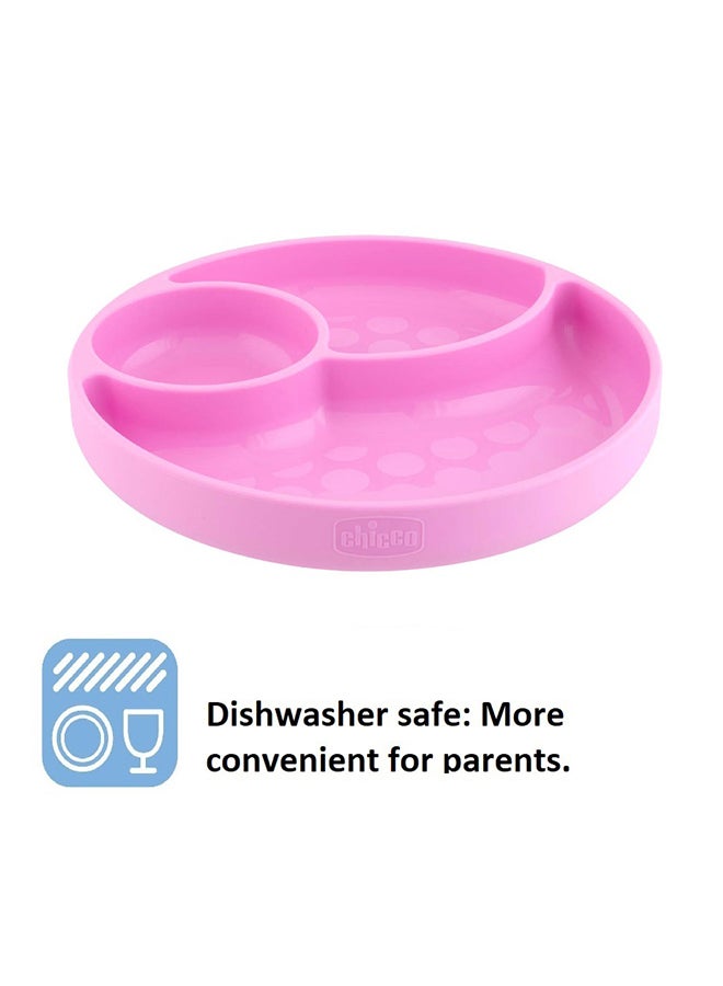 Chicco - Easy Menu Silicone Plate With Suction Cup 12M+, Pink - Image 1