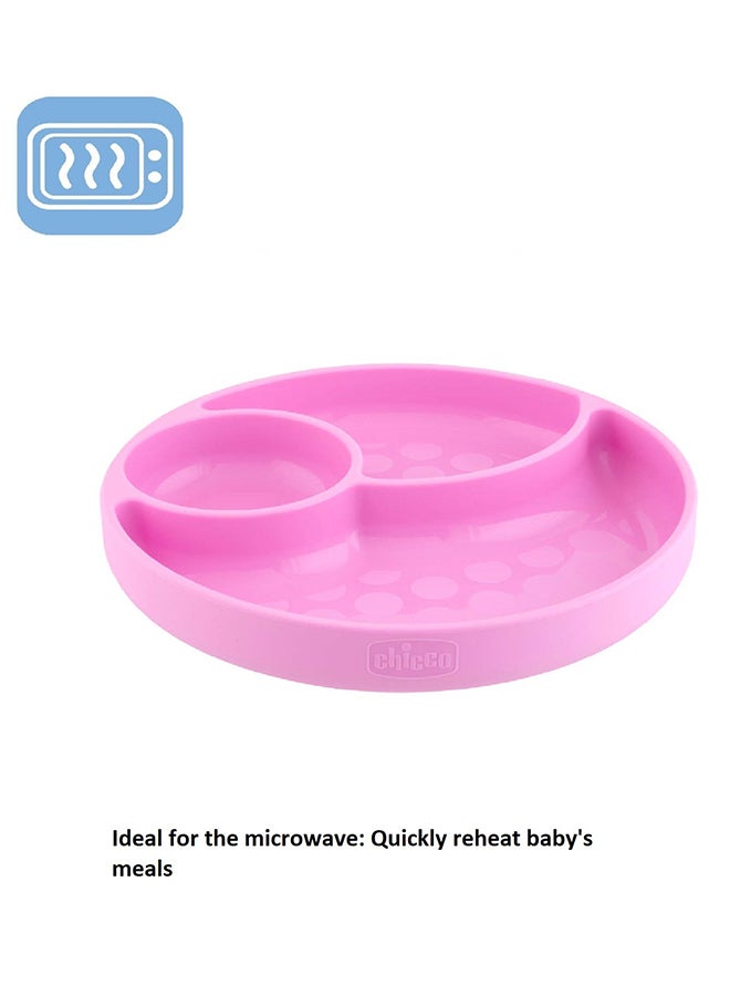 Chicco - Easy Menu Silicone Plate With Suction Cup 12M+, Pink - Image 1