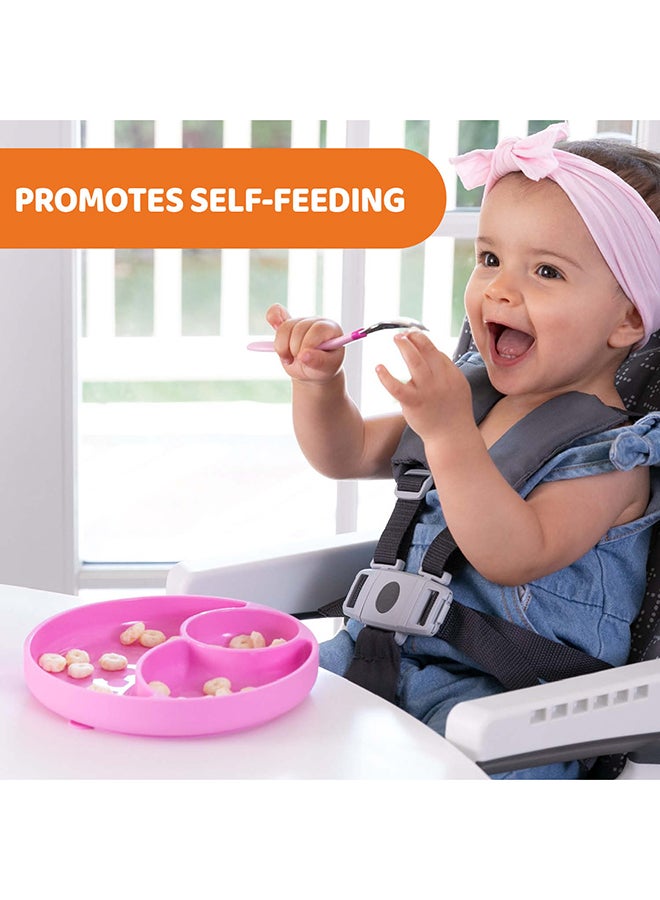 Chicco - Easy Menu Silicone Plate With Suction Cup 12M+, Pink - Image 1