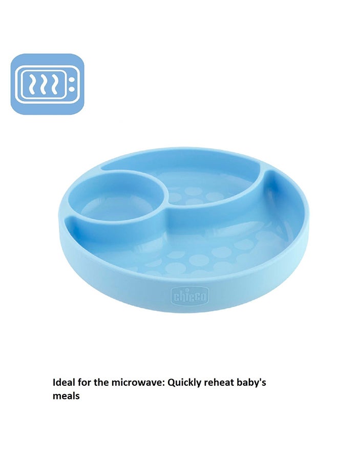 شيكو طبق إيزي مينيو من السيليكون بأداة امتصاص للتثبيت للأطفال بعمر فوق 12 شهر، أزرق - Image 5