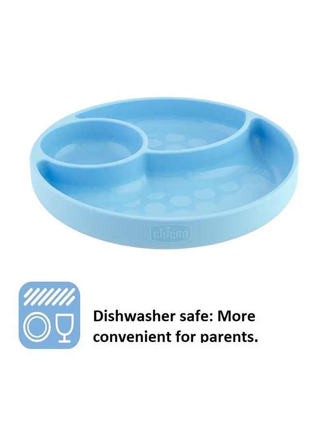 Chicco Easy Menu Silicone Plate With Suction Cup 12M+, Blue