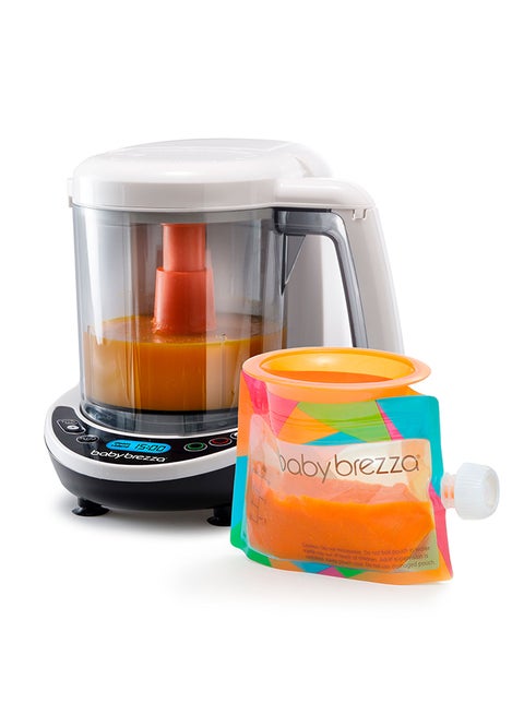 One Step Baby Food Maker Deluxe – Auto shut Off, Dishwasher Safe Cooker and Blender to Steam + Puree Organic Food for Infants + Toddlers - Set of 3 Pouches + 3 Funnels