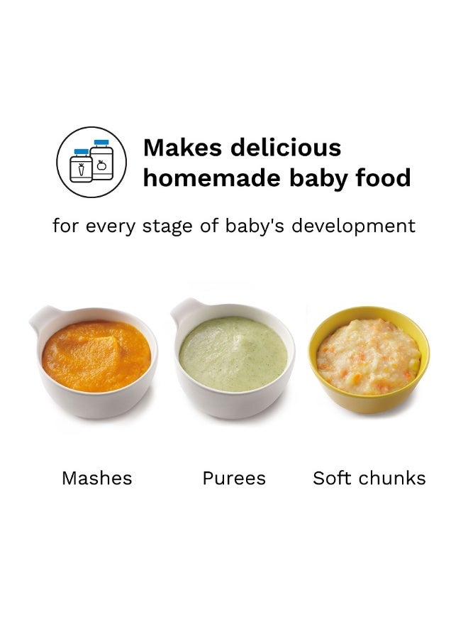 بيبي بريزا ماكينة صنع طعام الأطفال الفاخرة بخطوة واحدة، تتضمن 3 أكياس و3 أقماع للطهي والخلاط الآلي - Image 3
