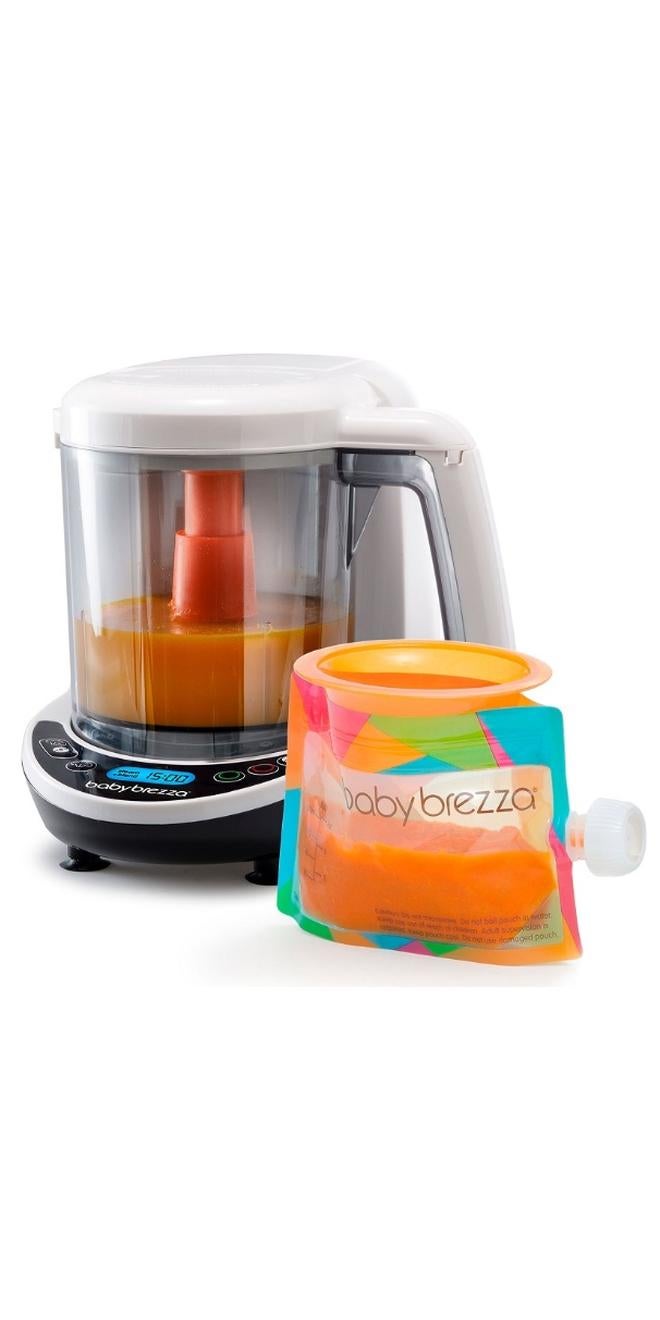 بيبي بريزا ماكينة صنع طعام الأطفال الفاخرة بخطوة واحدة، تتضمن 3 أكياس و3 أقماع للطهي والخلاط الآلي - Image 1
