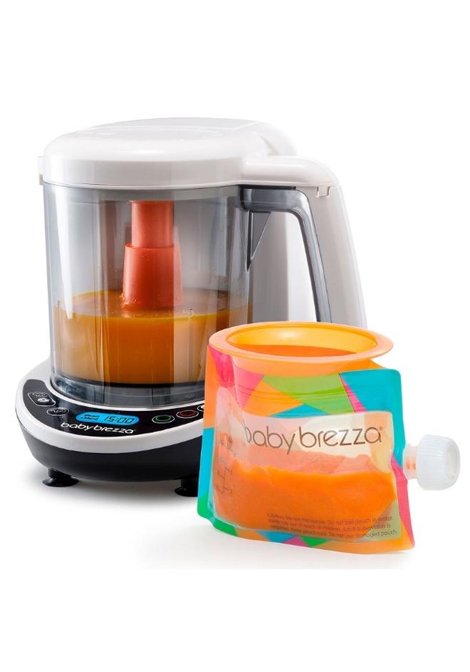 بيبي بريزا ماكينة صنع طعام الأطفال الفاخرة بخطوة واحدة، تتضمن 3 أكياس و3 أقماع للطهي والخلاط الآلي - Image 1