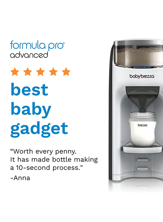 Baby Brezza New and Improved Formula Pro Advanced Formula Dispenser Machine - Automatically Mix a Warm Formula Bottle Instantly - Easily Make Bottle with Automatic Powder Blending, White