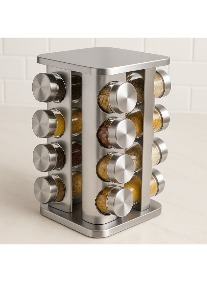 ALMUFARREJ 16-Piece Spice Sprinkler Bottle Set Silver/Clear 35 x 25 x 25cm - Image 2