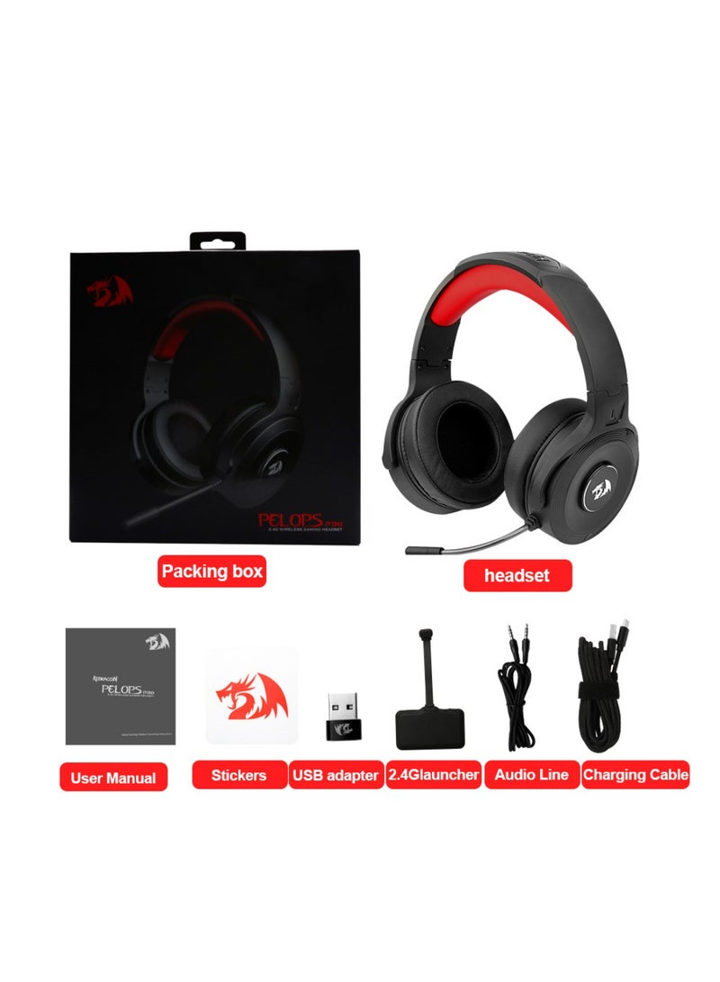 H818 Pro Pelops Wireless Gaming Headphones, 40mm High-Density, Built-In Volume Adjustment, 7.1 Surround Sound, 3.5mm x 2 Gold-Plated Pin