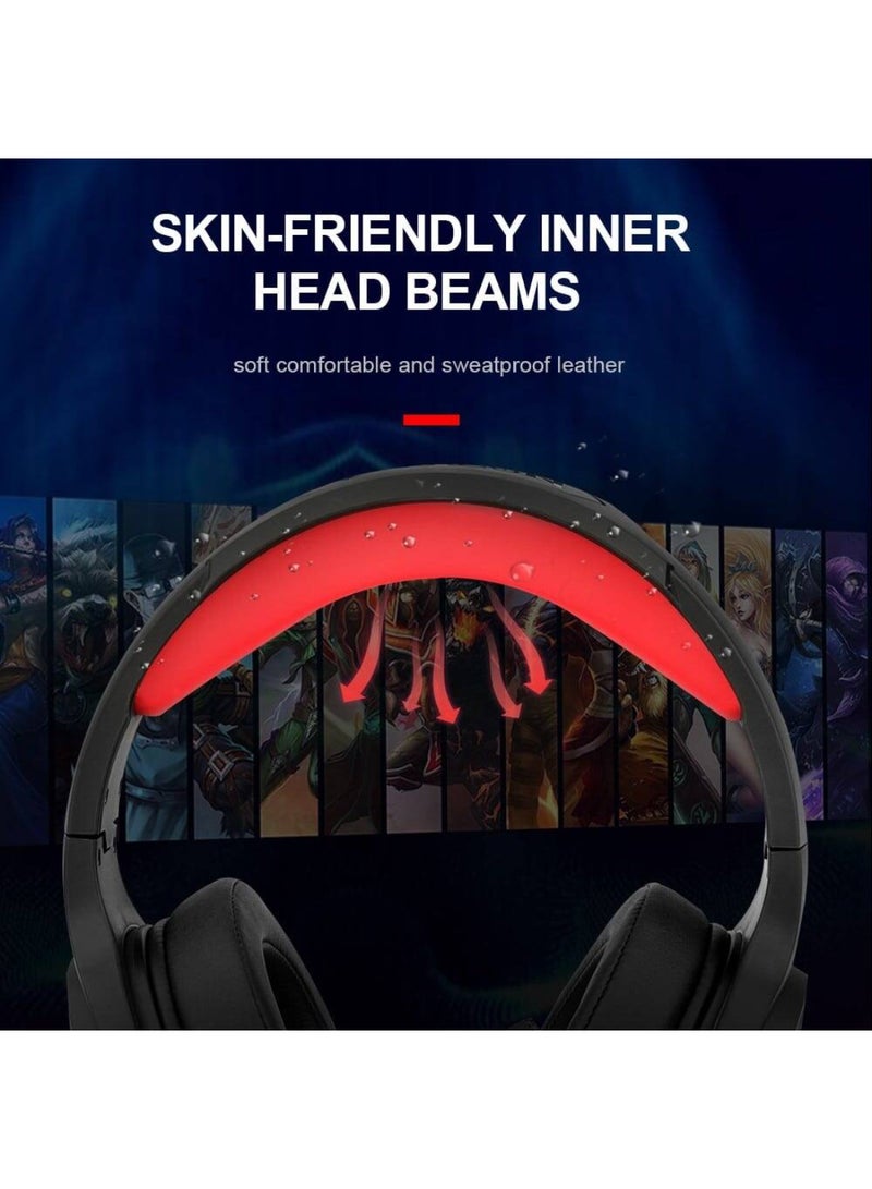 H818 Pro Pelops Wireless Gaming Headphones, 40mm High-Density, Built-In Volume Adjustment, 7.1 Surround Sound, 3.5mm x 2 Gold-Plated Pin